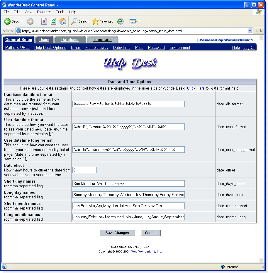 date and timecontrol panel